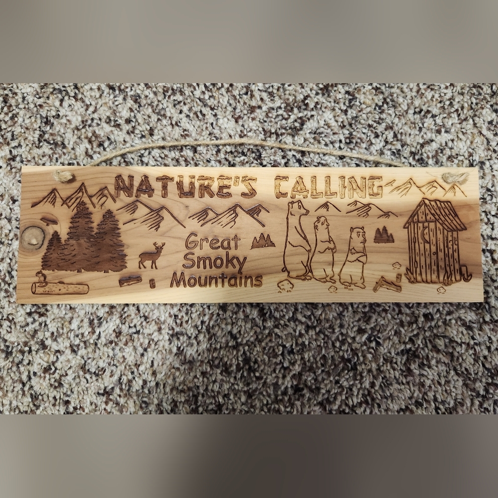 Smoky Mountains 'Nature's Calling' Wood Sign - Bear Design